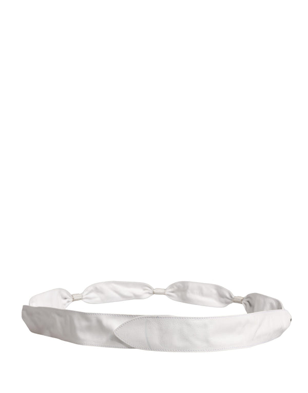 Women White Leather Embellished Wide Waist Cintura Belt