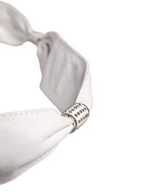 Women White Leather Embellished Wide Waist Cintura Belt