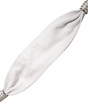 Women White Leather Embellished Wide Waist Cintura Belt