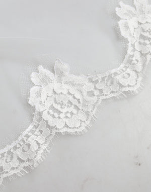 White Floral LaceNylon Floor Length 3M Long Veil