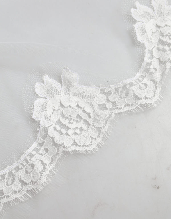 White Floral LaceNylon Floor Length 3M Long Veil