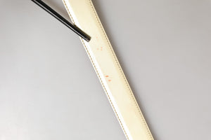 Beige Leather Logo Waist Women Gold Metal Buckle Belt