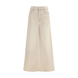 Beige Cotton Flared Jeans