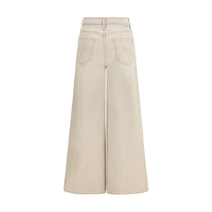 Beige Cotton Flared Jeans