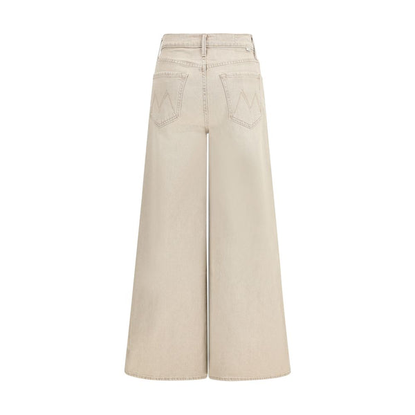 Beige Cotton Flared Jeans