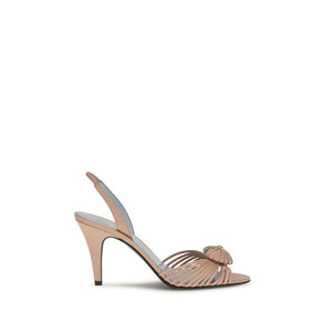 Beige Calf Leather Bos Taurus Stiletto Heel Sandals