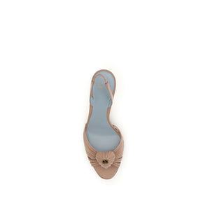 Beige Calf Leather Bos Taurus Stiletto Heel Sandals