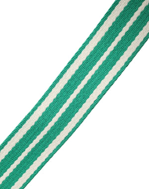White Green Stripes Canvas Silver Metal Buckle Belt