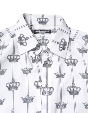 White GOLD Crown Cotton Dress Formal Shirt