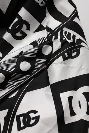Black Silk Logo Print Short Sleeves Shirt