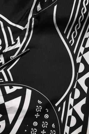 Black Silk Logo Print Short Sleeves Shirt