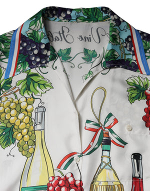 Multicolor Short Sleeve Silk Food Shirt Top