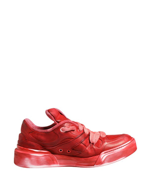 Red Distressed Suede Men Sneakers Shoes
