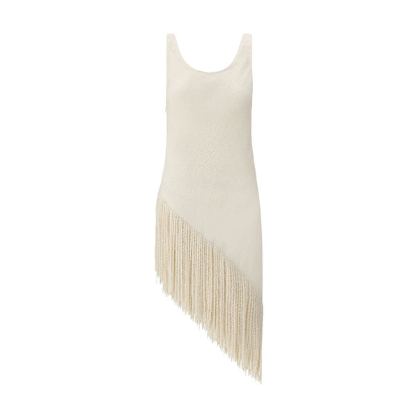 Beige Silk Sleeveles T-Shirt