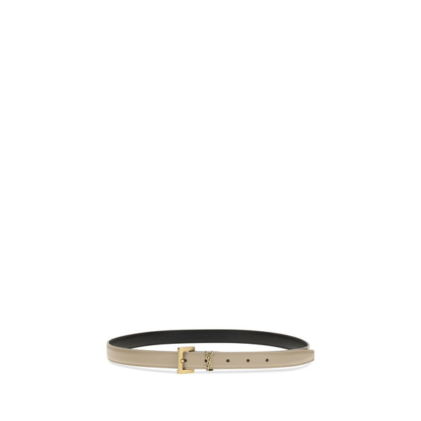 Beige Calf Leather Bos Taurus Thin Belt
