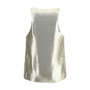 Gold Silk Sleeveles T-Shirt