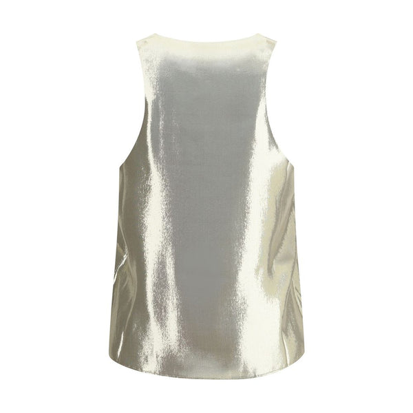Gold Silk Sleeveles T-Shirt