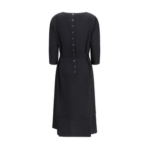 Black Acetate Casual Dress