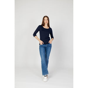 Blue Cotton Long Sleeve T-Shirt