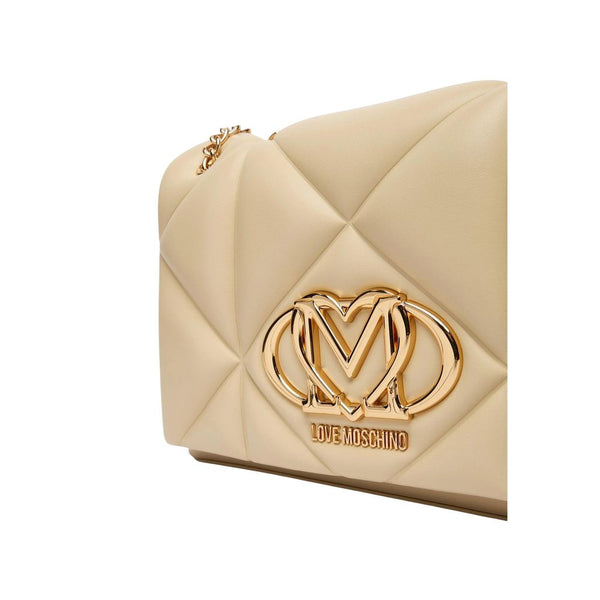 Beige Artificial Leather Handbag