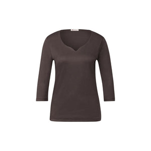 Brown Cotton Long Sleeve T-Shirt