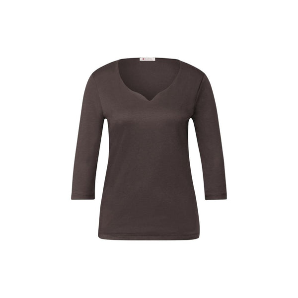 Brown Cotton Long Sleeve T-Shirt