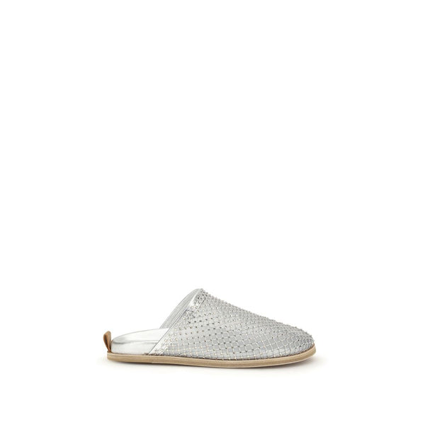 Silver Calf Leather Bos Taurus Mules