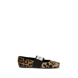 Beige Calf Leather Bos Taurus Ballet Flats
