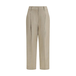 Beige Linen Casual Pants