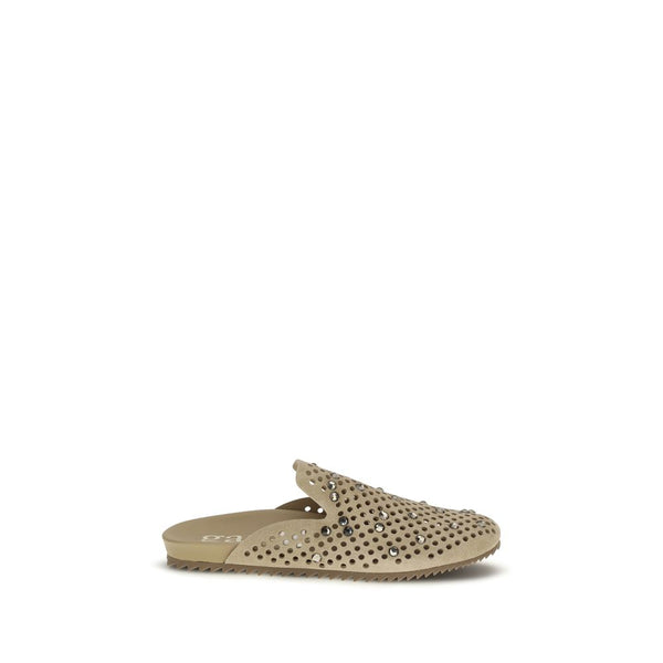 Beige Calf Leather Bos Taurus Mules