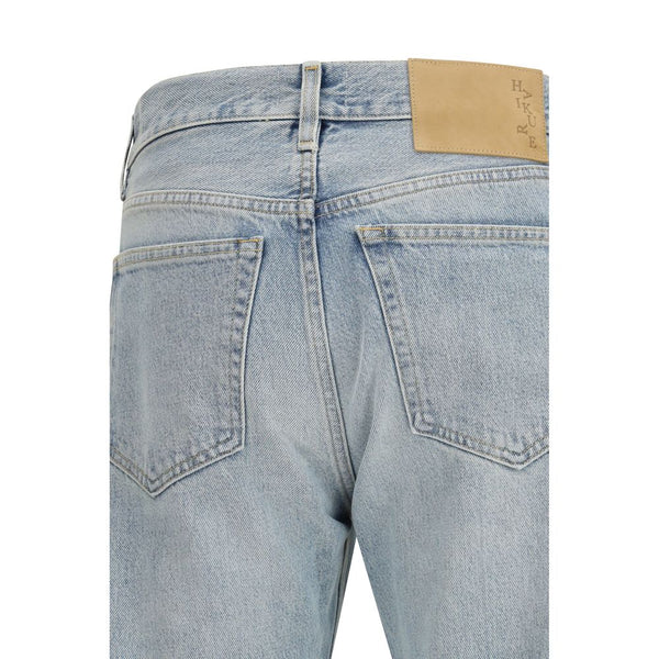 Blue Cotton Straight-Leg Jeans
