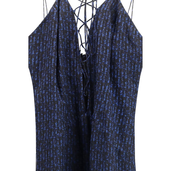 Blue Silk Casual Dress