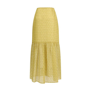 Bicolor Silk Long Skirt