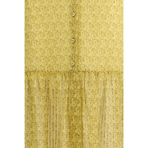 Bicolor Silk Long Skirt