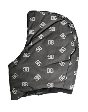 Black Logo Print Whole Head Wrap Capello Hat