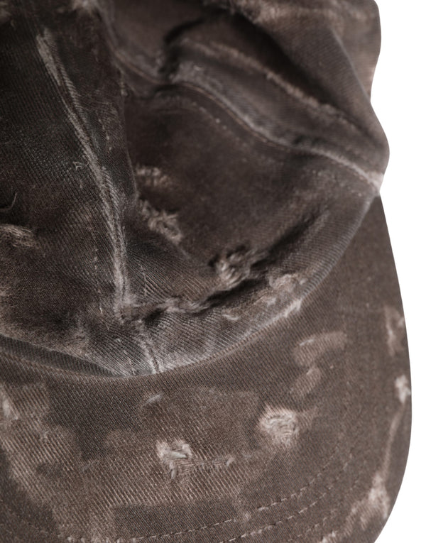 Men Brown Cotton Distressed Baseball Capello Hat