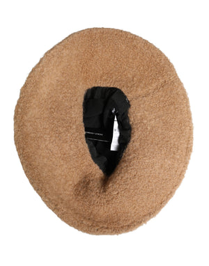 Beige Virgin Wool Fur Women Knitted Capello Hat