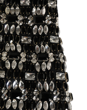 Black Wool Crystal Embellished Balaclava Hat
