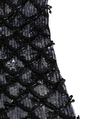 Black Wool Crystal Embellished Balaclava Hat