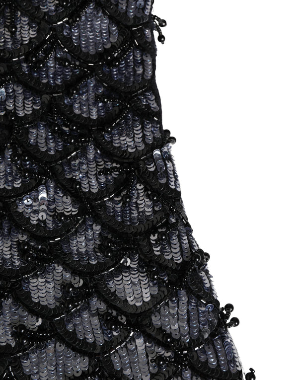Black Wool Crystal Embellished Balaclava Hat