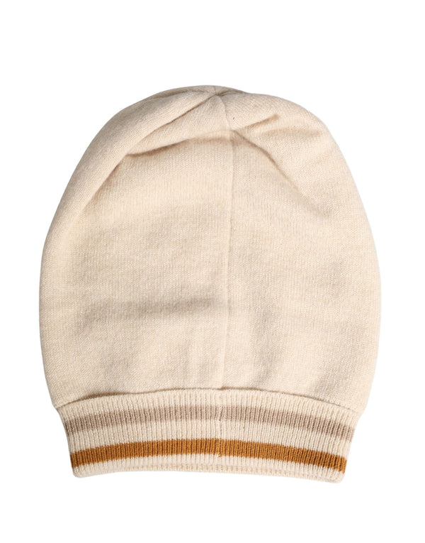 Beige Cashmere Knitted Women Winter Beanie Hat