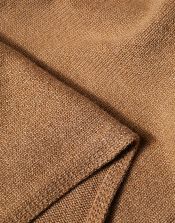Brown Cashmere Knitted Men Neck Warmer One Size Scarf