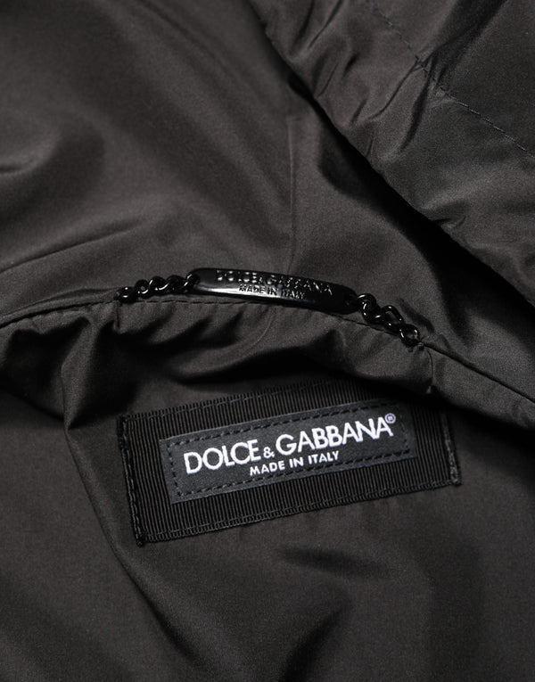 Men Black Hooded Full Zip Bomber Jacket