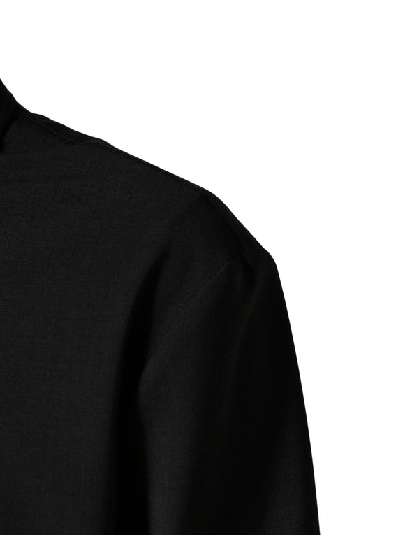 Black Wool Logo Full Zip Men Bomber Jacket
