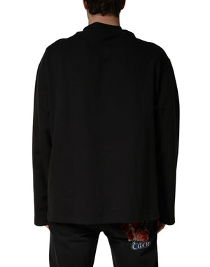 Black Cotton Crew Neck Sweatshirt  Sweater