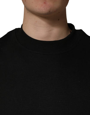 Black Cotton Crew Neck Sweatshirt  Sweater