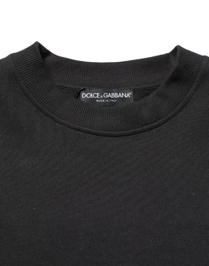 Black Cotton Crew Neck Sweatshirt  Sweater