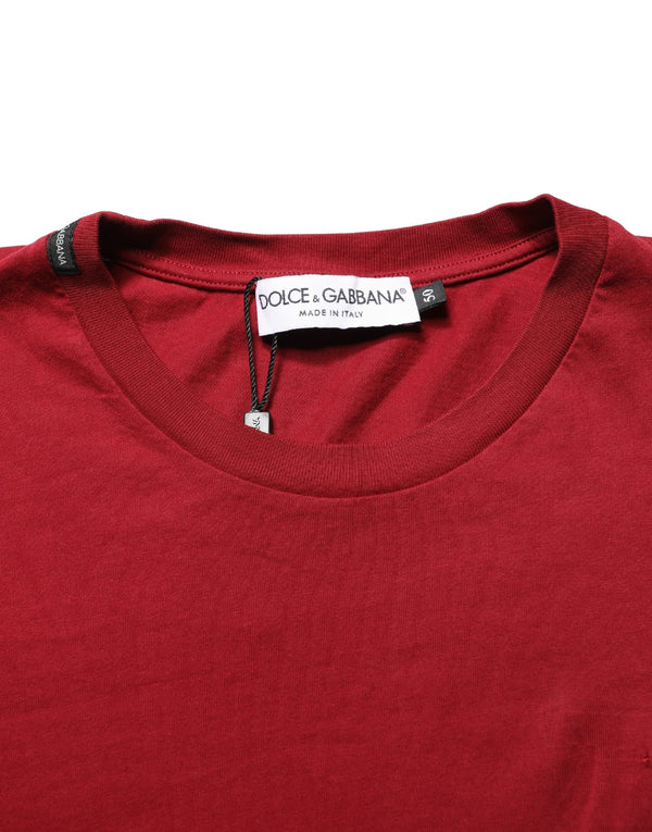 Maroon Cotton Crew Neck Short Sleeves T-shirt