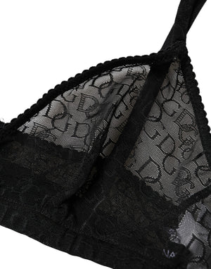 Black Logo Mania Sheer Soft Cup Bra Underwear