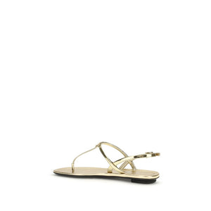 Silver Calf Leather Bos Taurus Flat Sandals